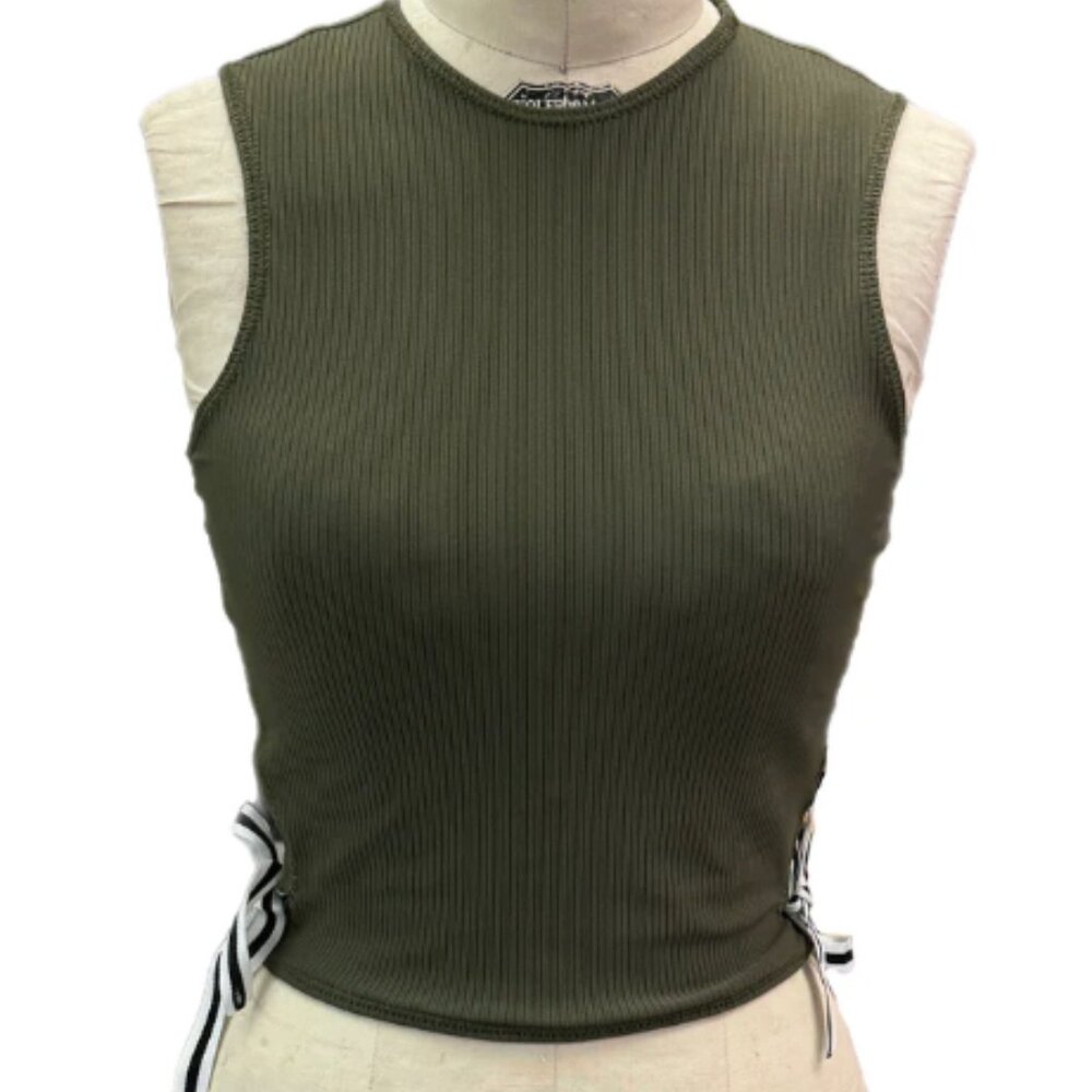 Brittany Allen Racer 2-in-1 Rouched Crop Tank